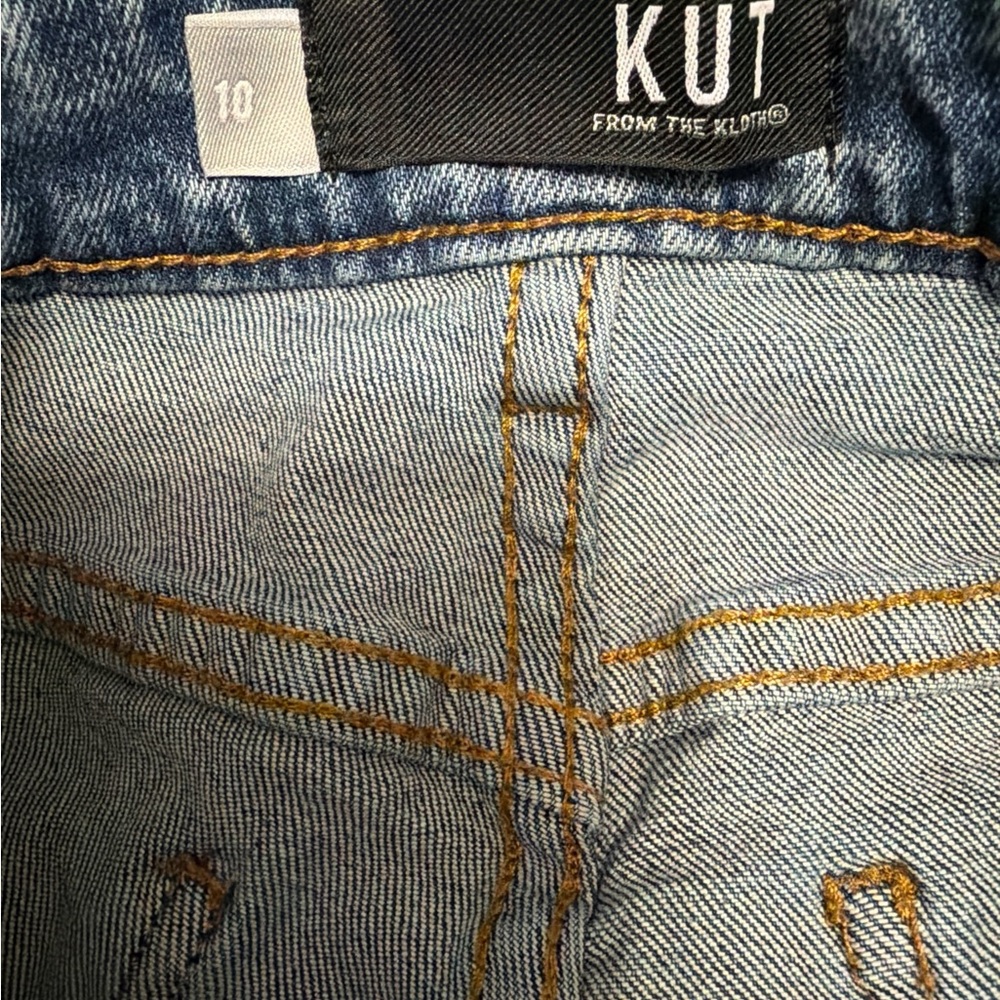 KUT from the Kloth Rachel Fab Ab Distressed Mom Jeans Size 10 High Rise Crop - Picture 4 of 10